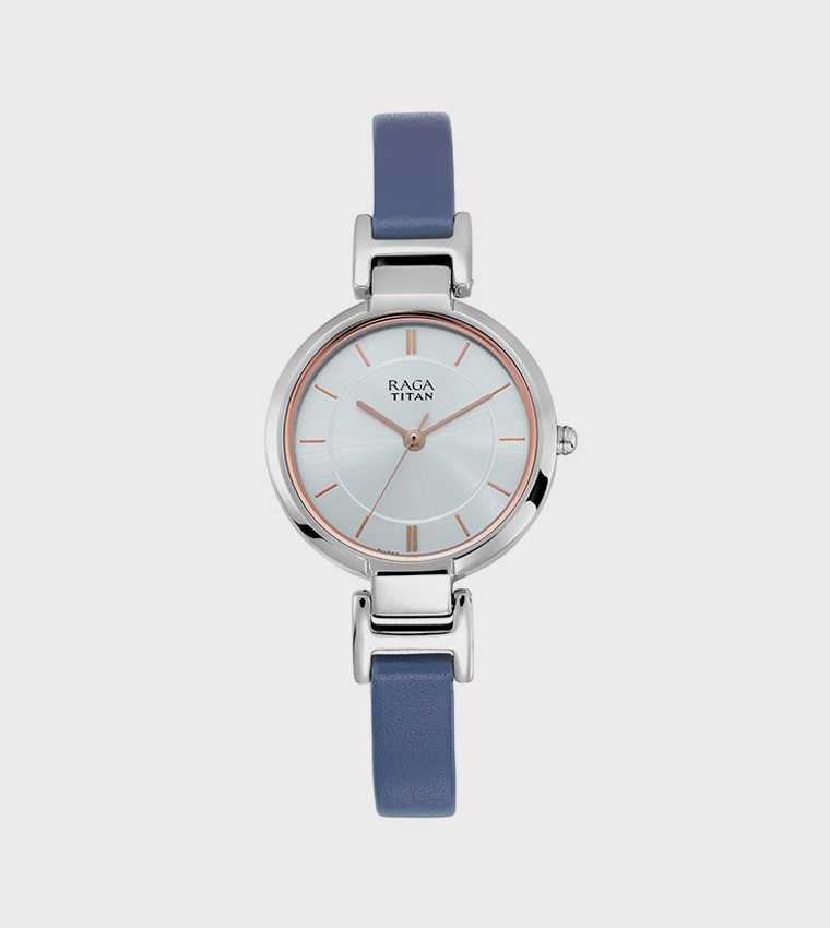 RAGA VIVA White Dial Leather Strap Watch