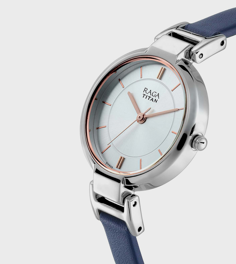 RAGA VIVA White Dial Leather Strap Watch