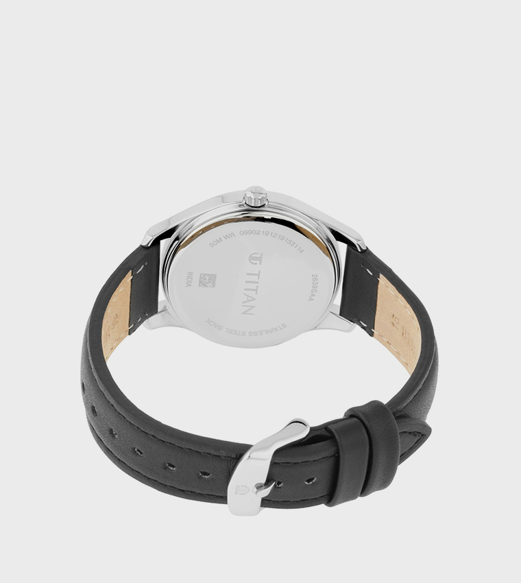 WORKWEAR Black Dial Leather Strap Watch