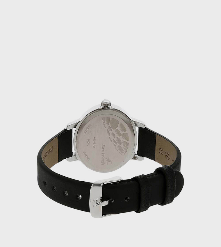 Black Dial Leather Strap Watch