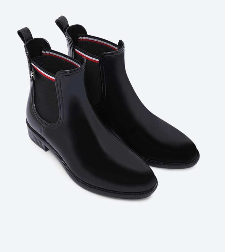 Color Block Almond Toe Rainboot - Black