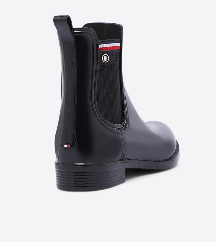 Color Block Almond Toe Rainboot - Black
