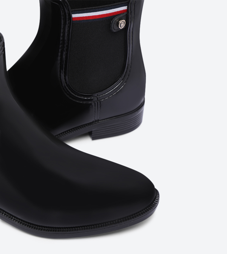 Color Block Almond Toe Rainboot - Black