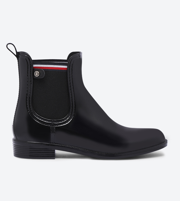 Color Block Almond Toe Rainboot - Black