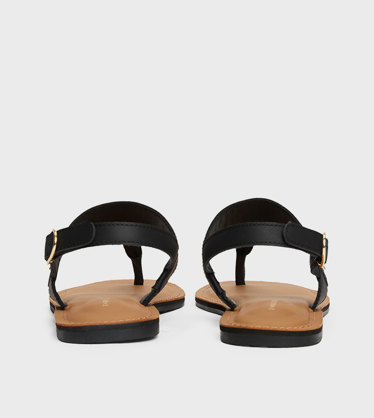 Logo Detail Leather Thong Sandals