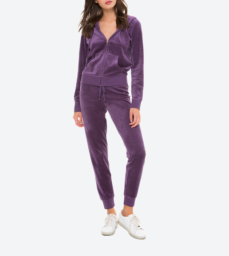 Buy Juicy Couture Velour Zuma Long Pants Purple In Purple