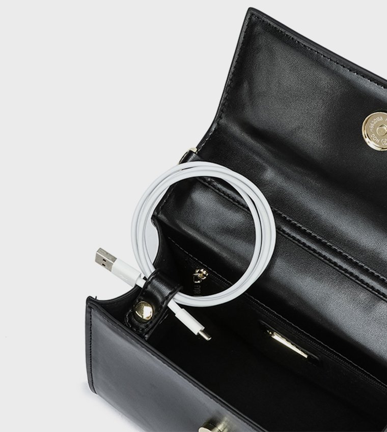 Logo Detail Top Handle Bag with Pouch