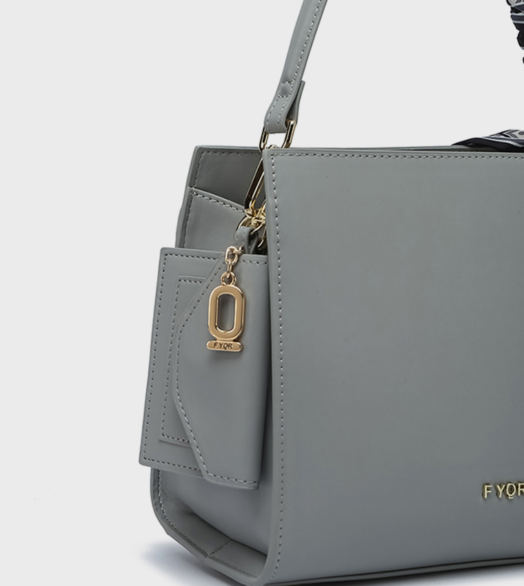 Metal Accent Satchel Bag