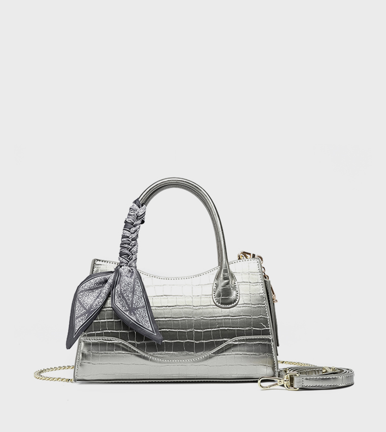Metallic Textured Satchel Bag