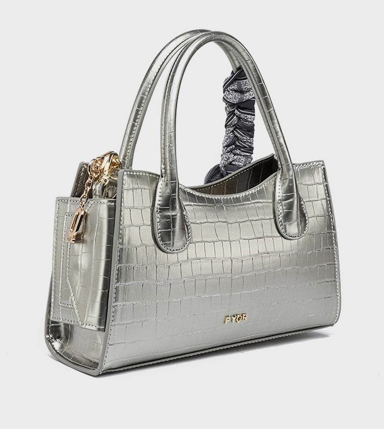 Metallic Textured Satchel Bag
