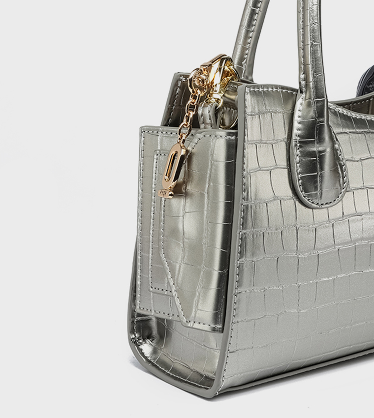 Metallic Textured Satchel Bag