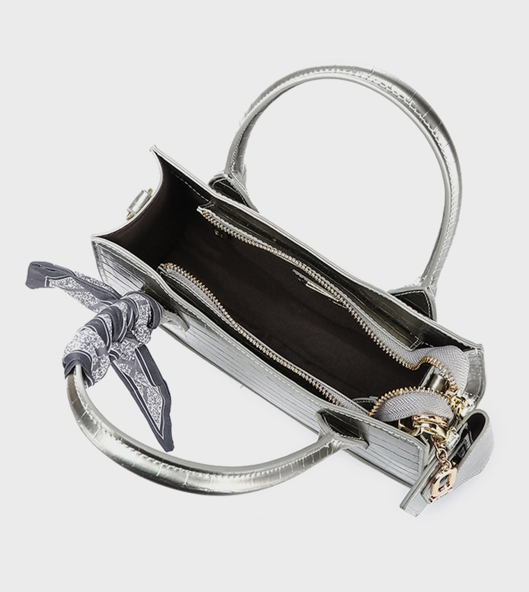 Metallic Textured Satchel Bag