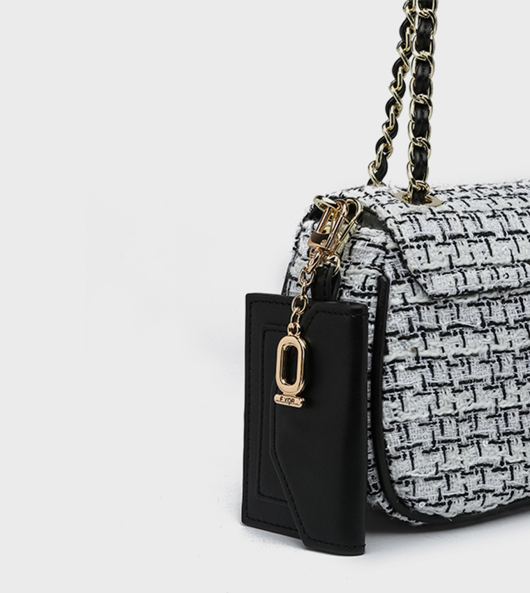 Tweed Shoulder Bag with Pouch
