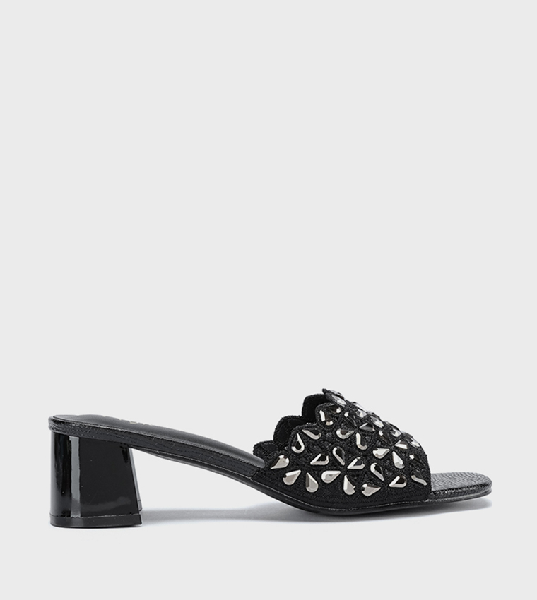 Embellished Open Toe Heel Sandals