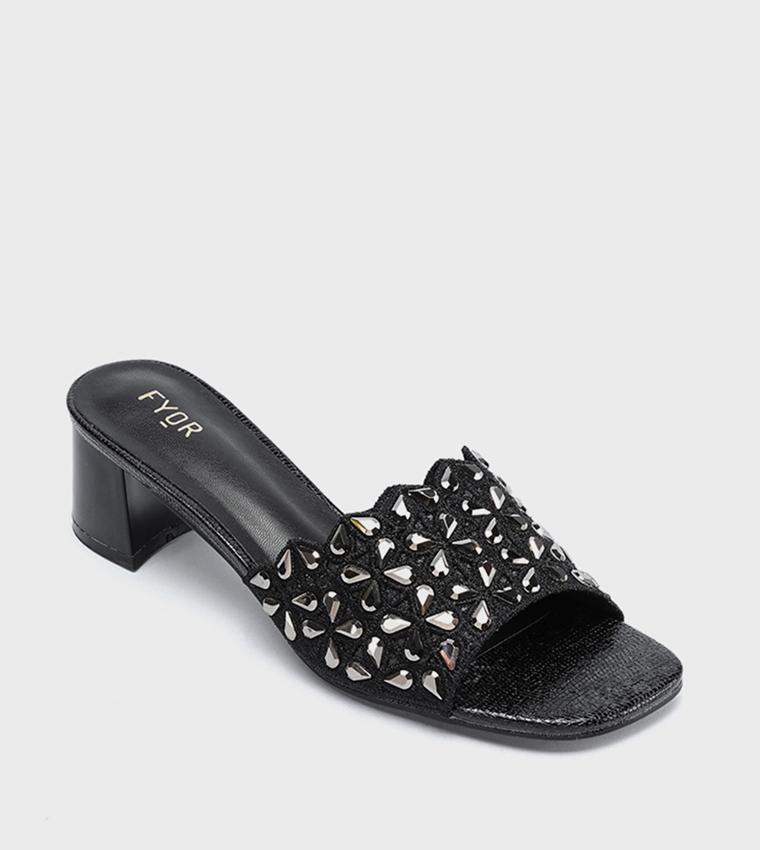 Embellished Open Toe Heel Sandals