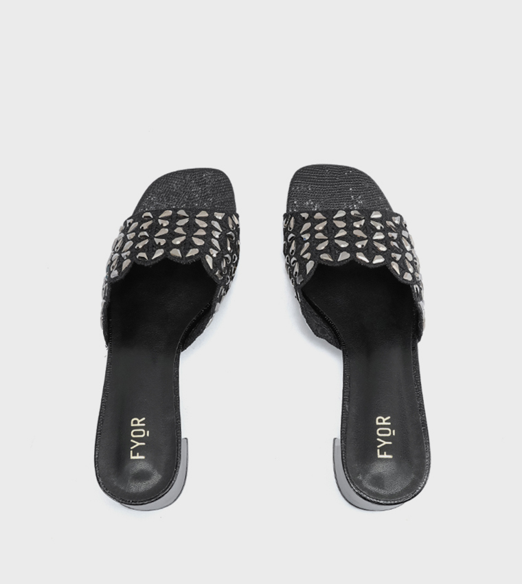 Embellished Open Toe Heel Sandals