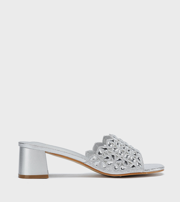 Embellished Open Toe Heel Sandals