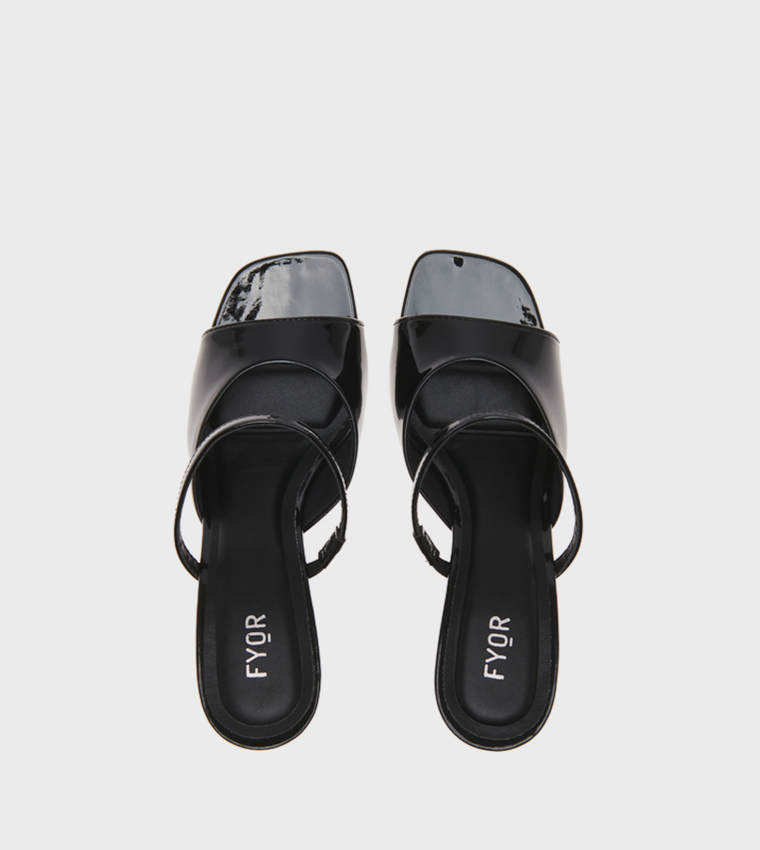 Solid Square Toe Heel Sandals