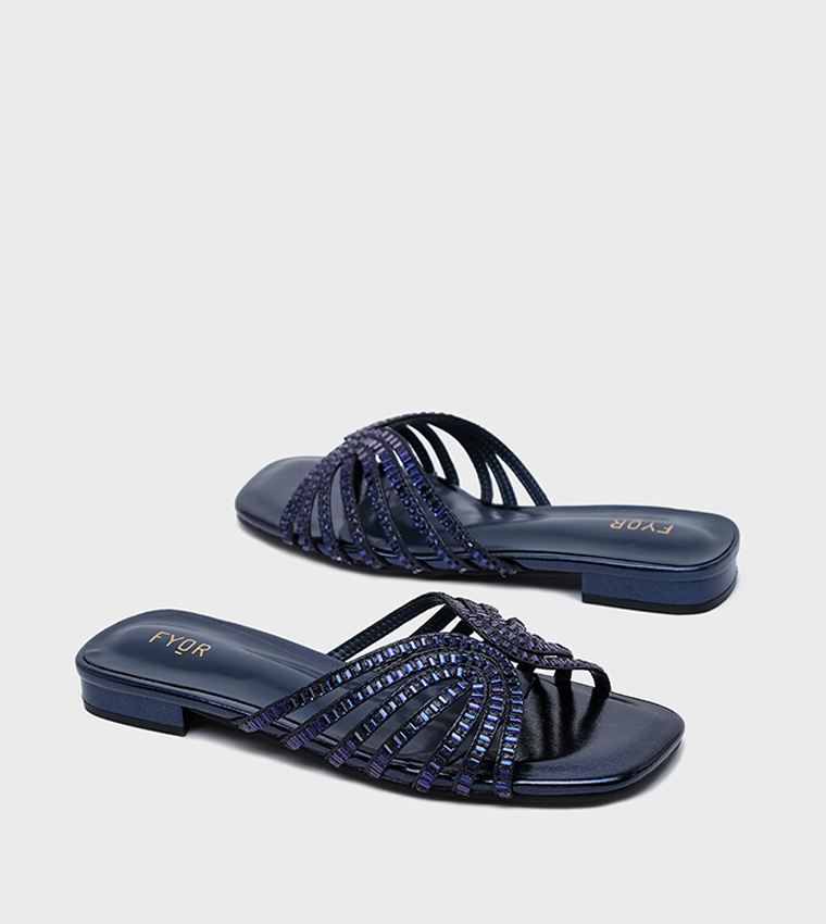 Embellished Open Toe Flat Sandals