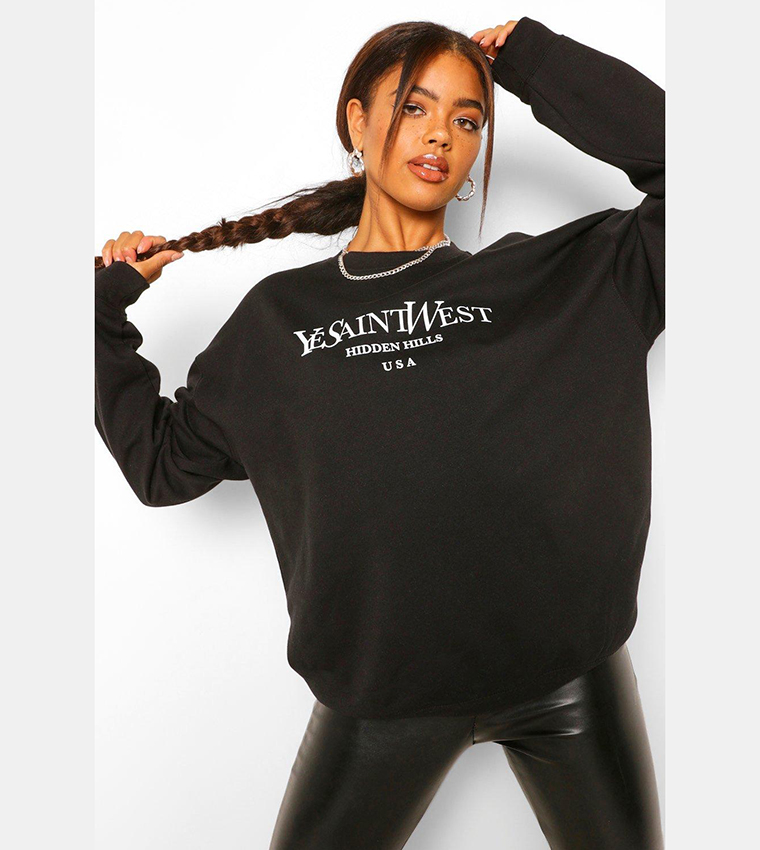 Ye saint west 2025 slogan oversized sweater