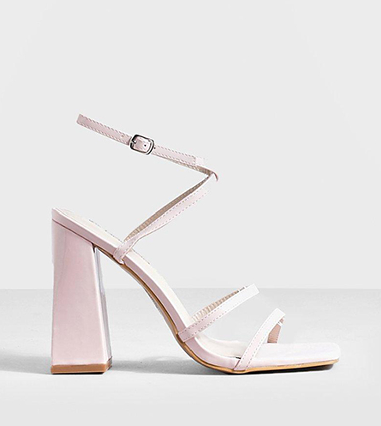 Buy Boohoo Skinny Strap Block Heel Sandals Sandal In Pink 6thStreet Kuwait