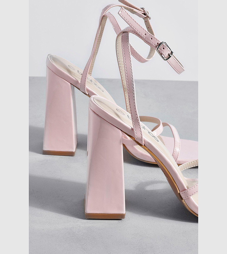 Buy Boohoo Skinny Strap Block Heel Sandals Sandal In Pink 6thStreet Kuwait