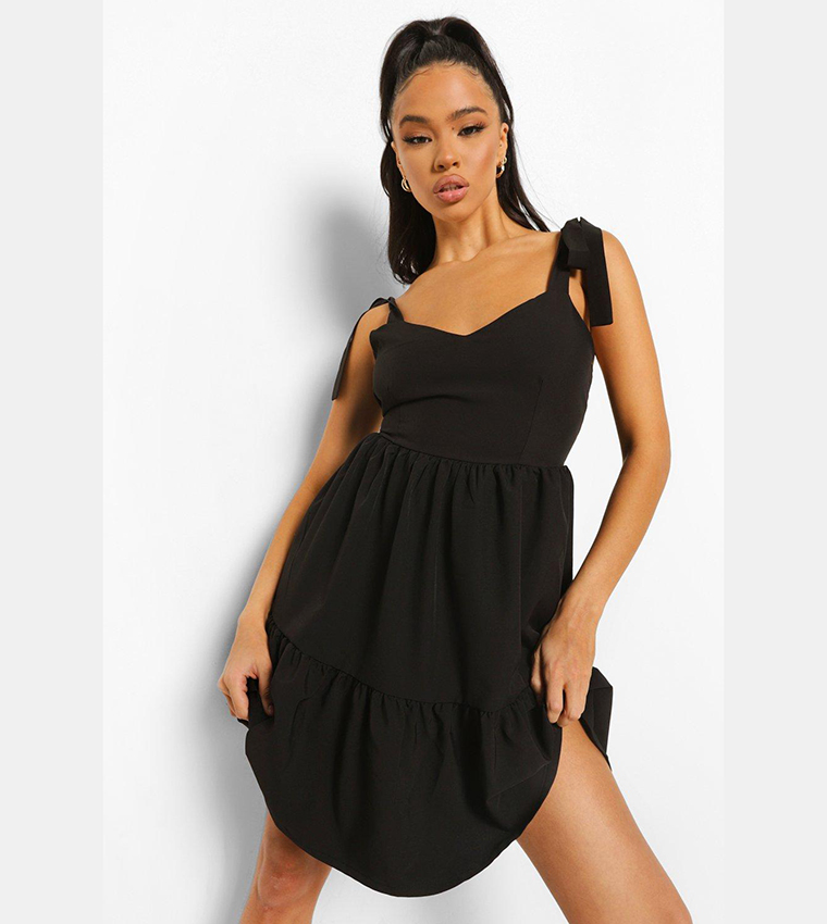 Black strappy hotsell swing dress