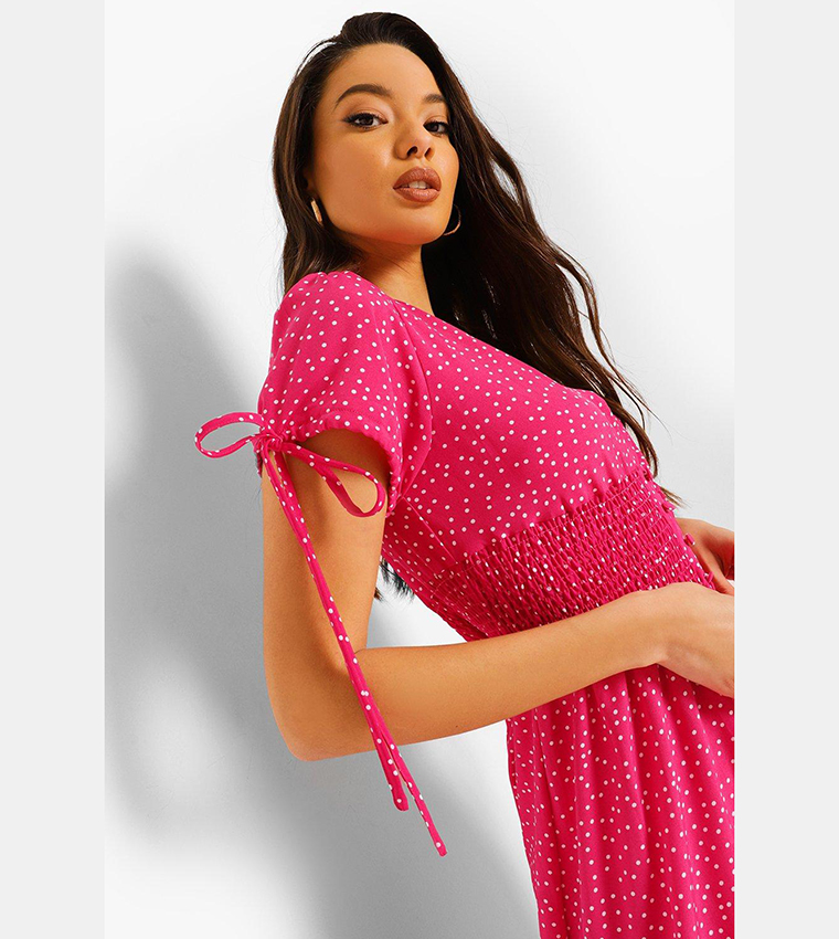 open lace back dress Celena Maxi Dress Pink | Brown Polka Dot | Pink | Brown Polka Dot | Womens