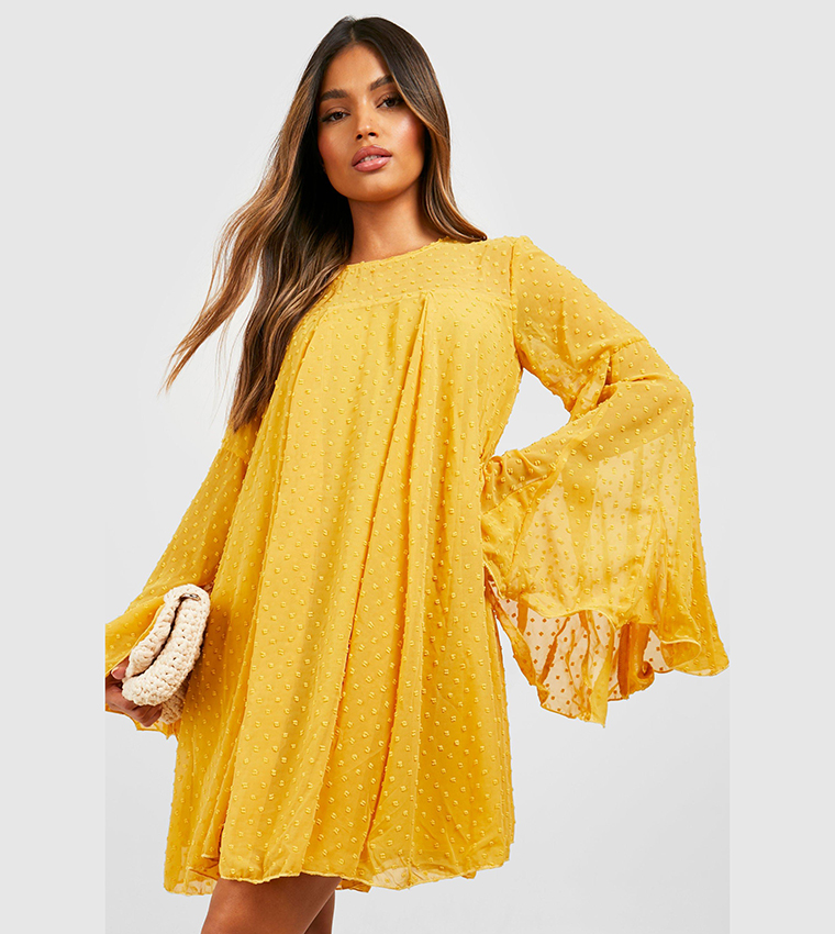 dobby mesh pleated detail smock dress Buy Boohoo Dobby Mesh Pleated Detail Smock Dress In White