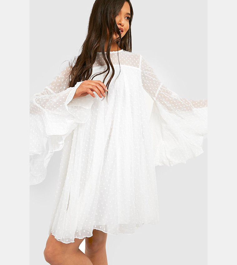 knee length dresses for ladies Silver Stripe Smock Dress S-L – OMNIA main image 1