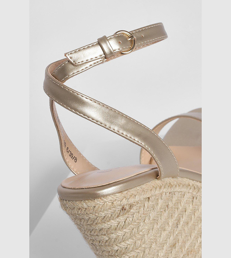 Buy Boohoo Metallic Barely There High Wedge In Gold 6thStreet UAE