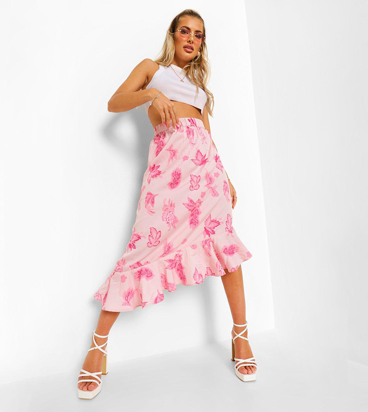 Floral Asos Midi Skirt Xl Buy Boohoo Paisley Floral Ruffle Hem
