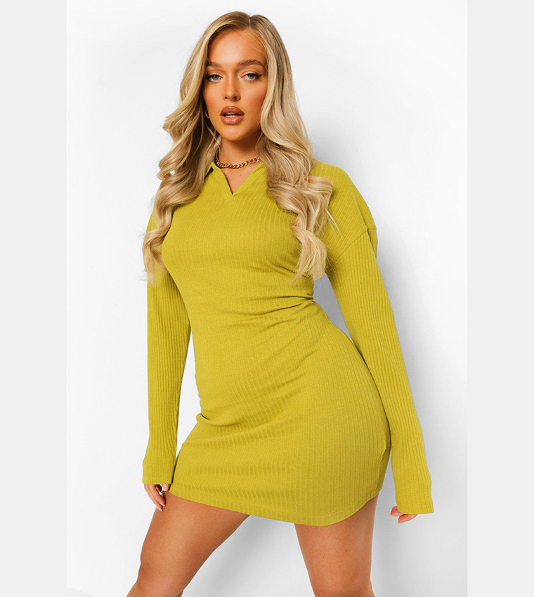 Open neck collar bodycon sale dress