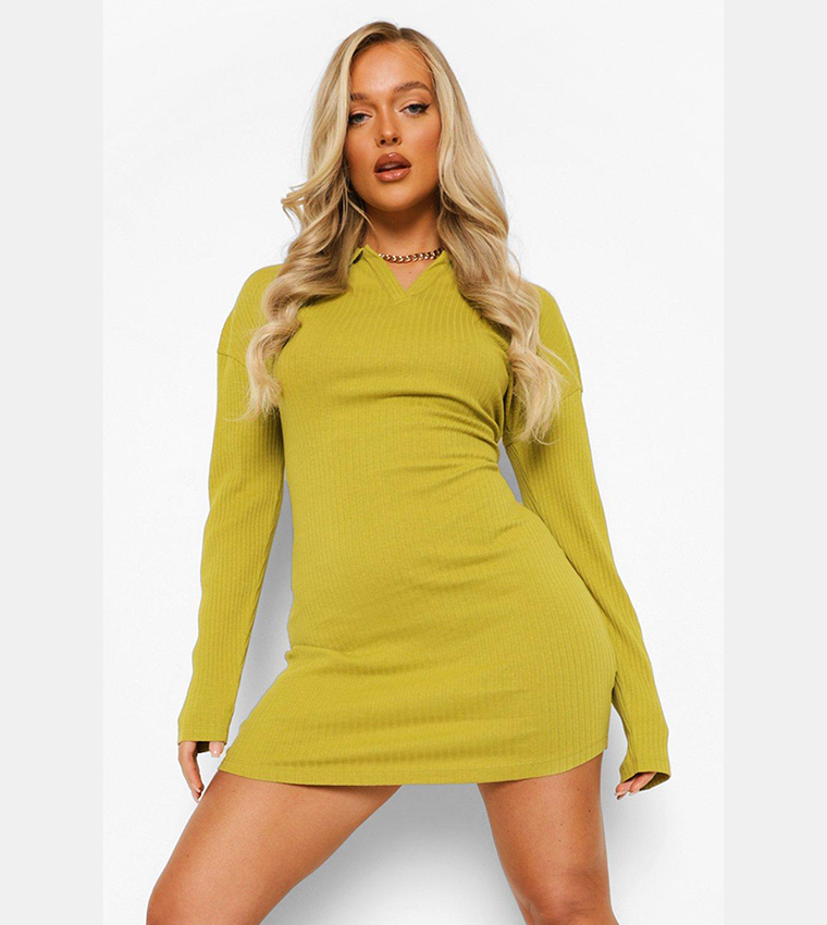 Open neck on sale collar bodycon dress