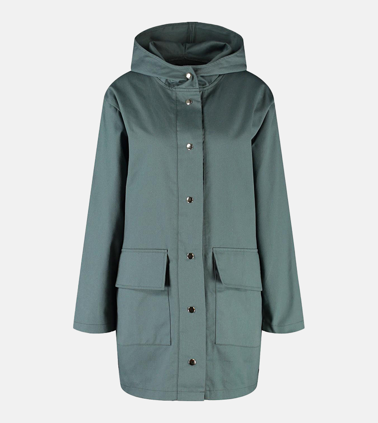 Buy Boohoo Hooded Rain Mac Jacket In CHARCOAL 6thStreet UAE