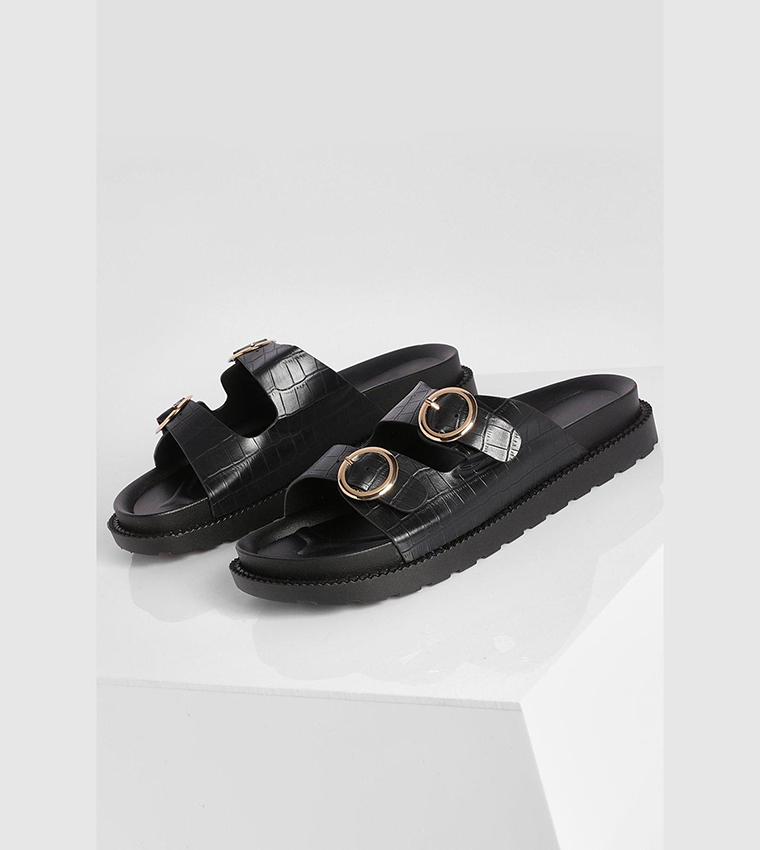 Croc Double Buckle Footbed Slides
