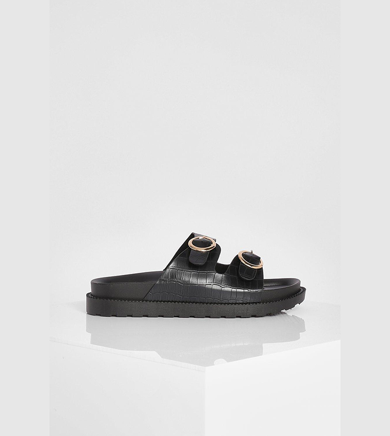 Croc Double Buckle Footbed Slides