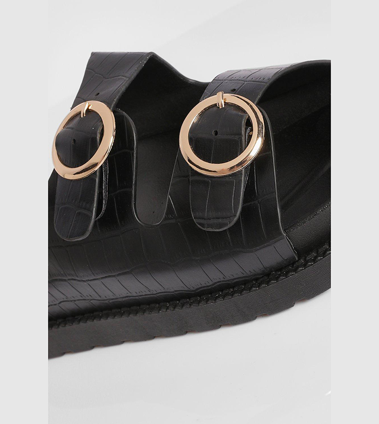 Croc Double Buckle Footbed Slides