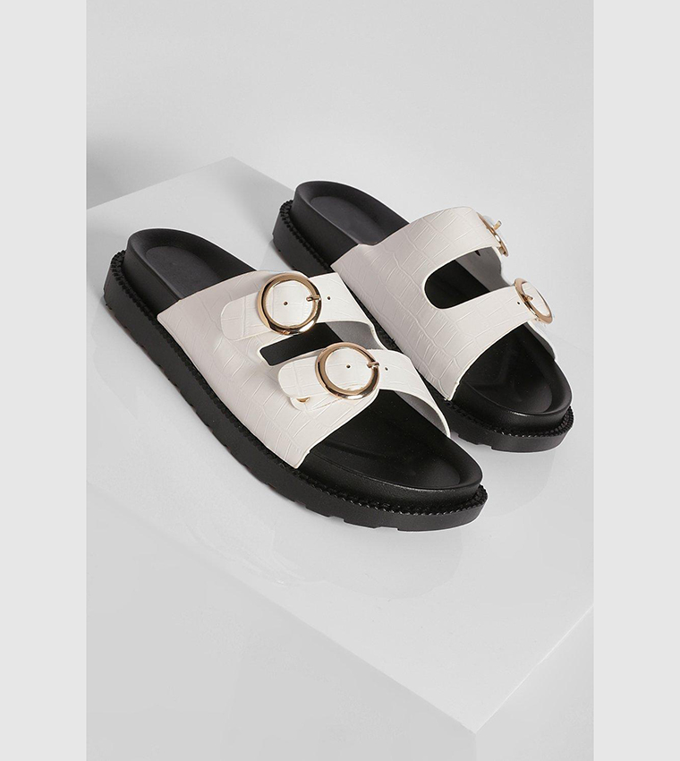 Croc Double Buckle Footbed Slides