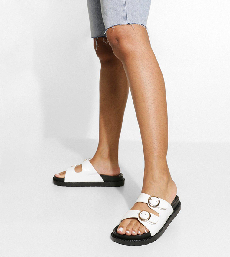 Croc Double Buckle Footbed Slides