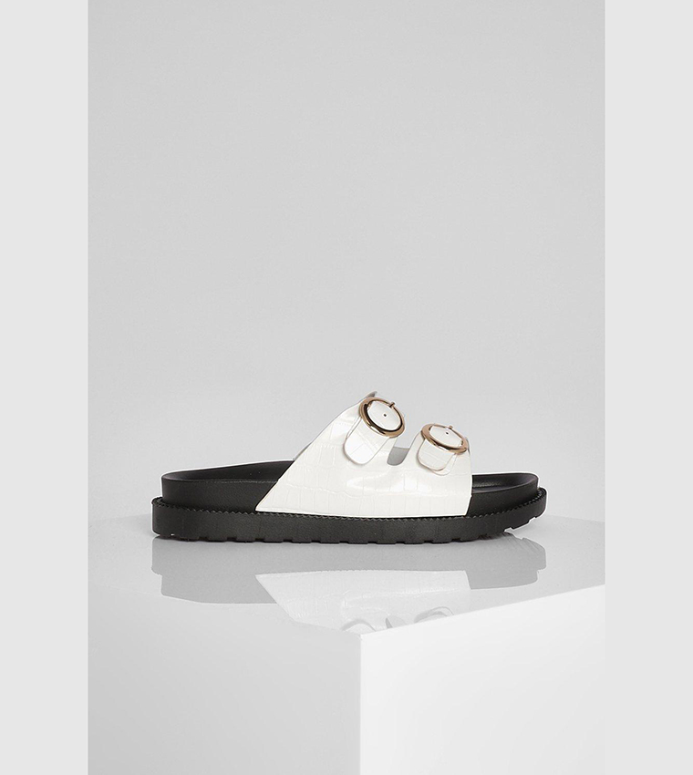 Croc Double Buckle Footbed Slides
