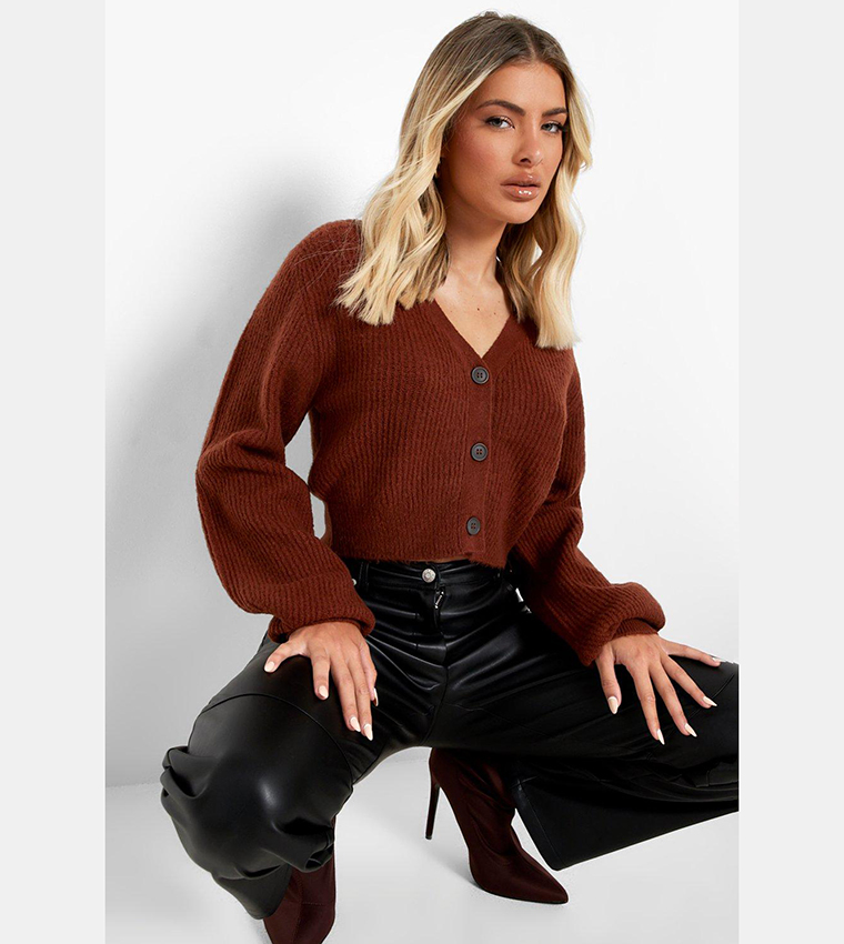 Cropped balloon sleeve on sale cardigan