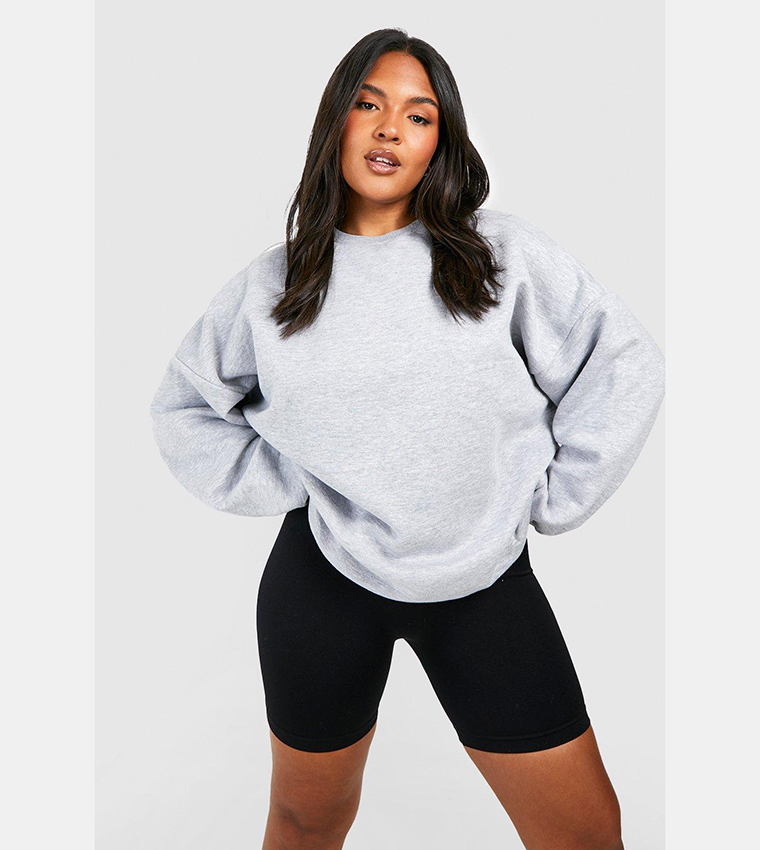 Buy Boohoo Recycled Plus Basic Oversized Sweatshirt In Grey
