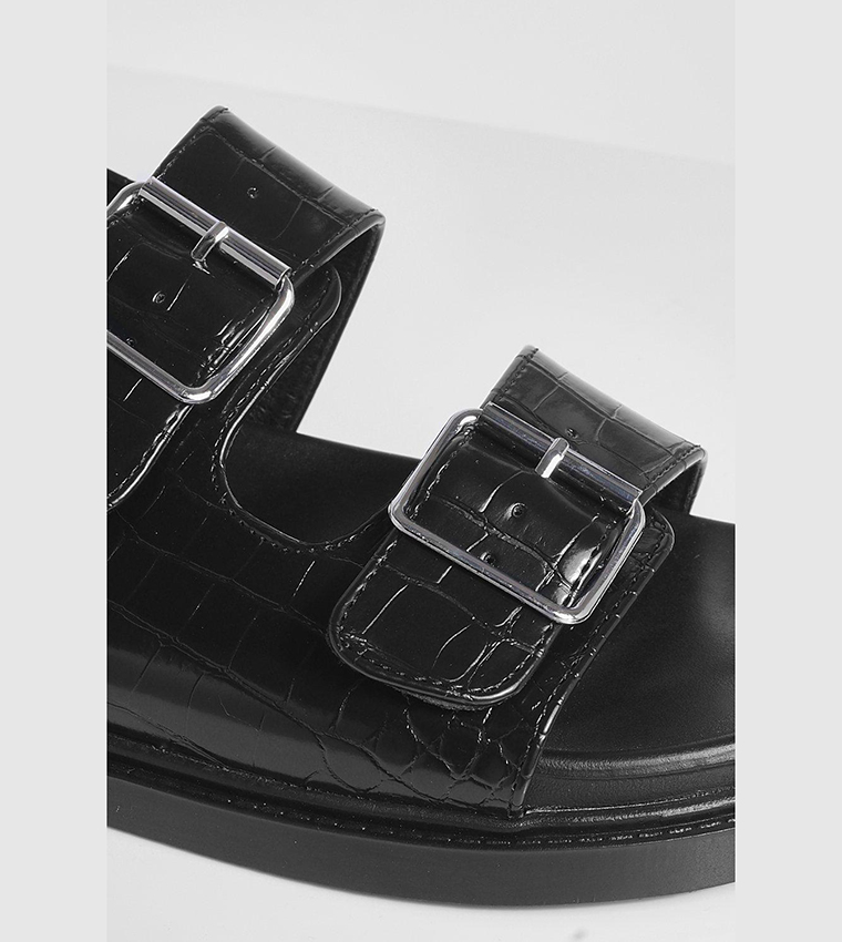 Buy Boohoo Outlet Wide Fit Double Strap Sporty Dad Sandals In Black ...