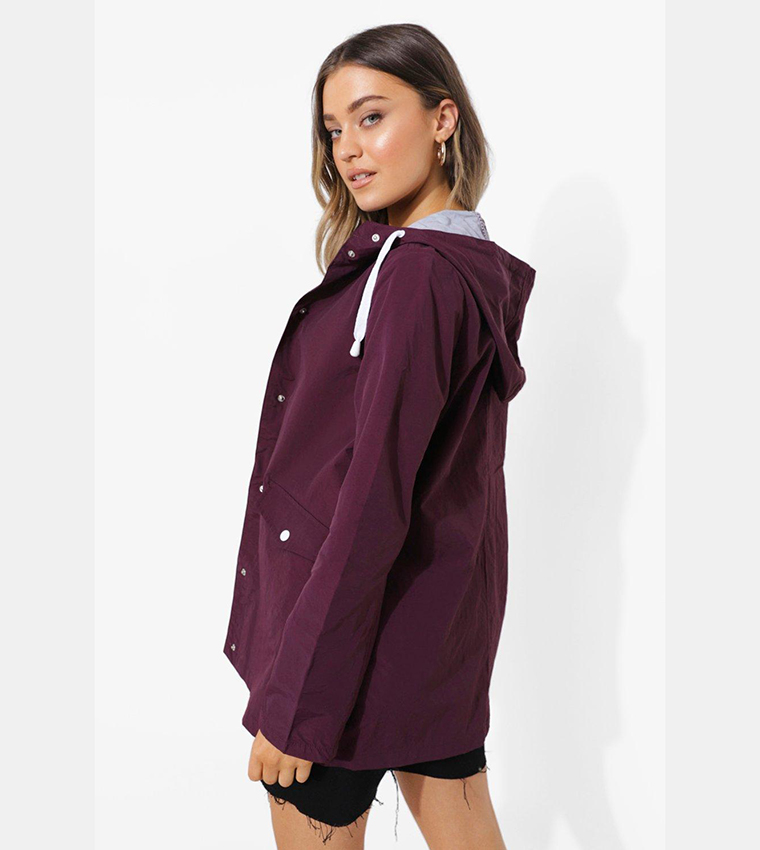 Hooded Contrast Trim Jacket