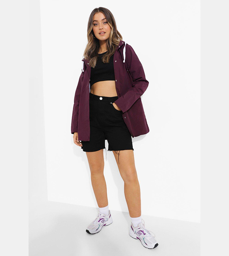 Hooded Contrast Trim Jacket