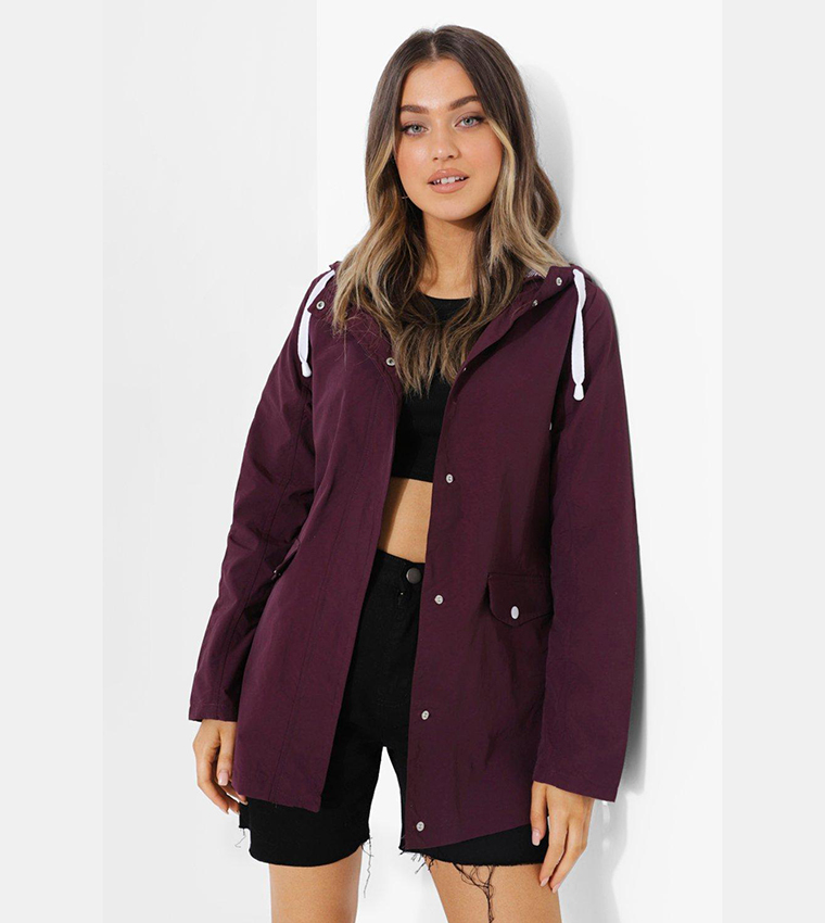 Hooded Contrast Trim Jacket