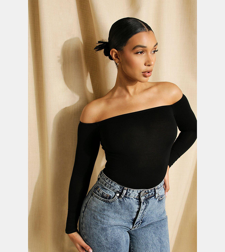 ESSENTIAL OFF THE SHOULDER BODYSUIT | ONYX