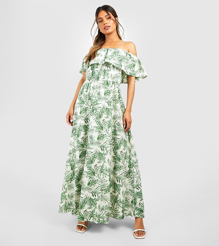 Palm print maxi dress sale