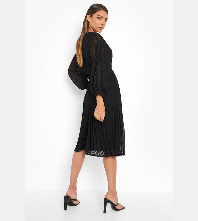 Black dobby hotsell mesh midi dress